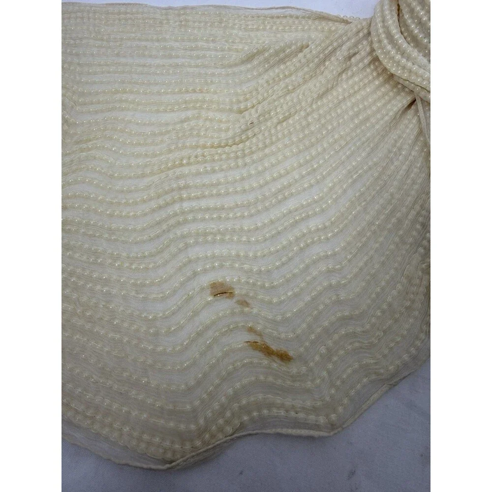 The J. Peterman Company 100% Silk Pearl Like Beads Scarf Vintage 67 1/2 Inches